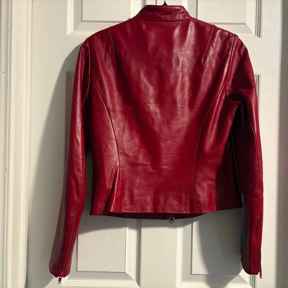 Danier Vibrant Red Leather Jacket - Picture 2 of 6